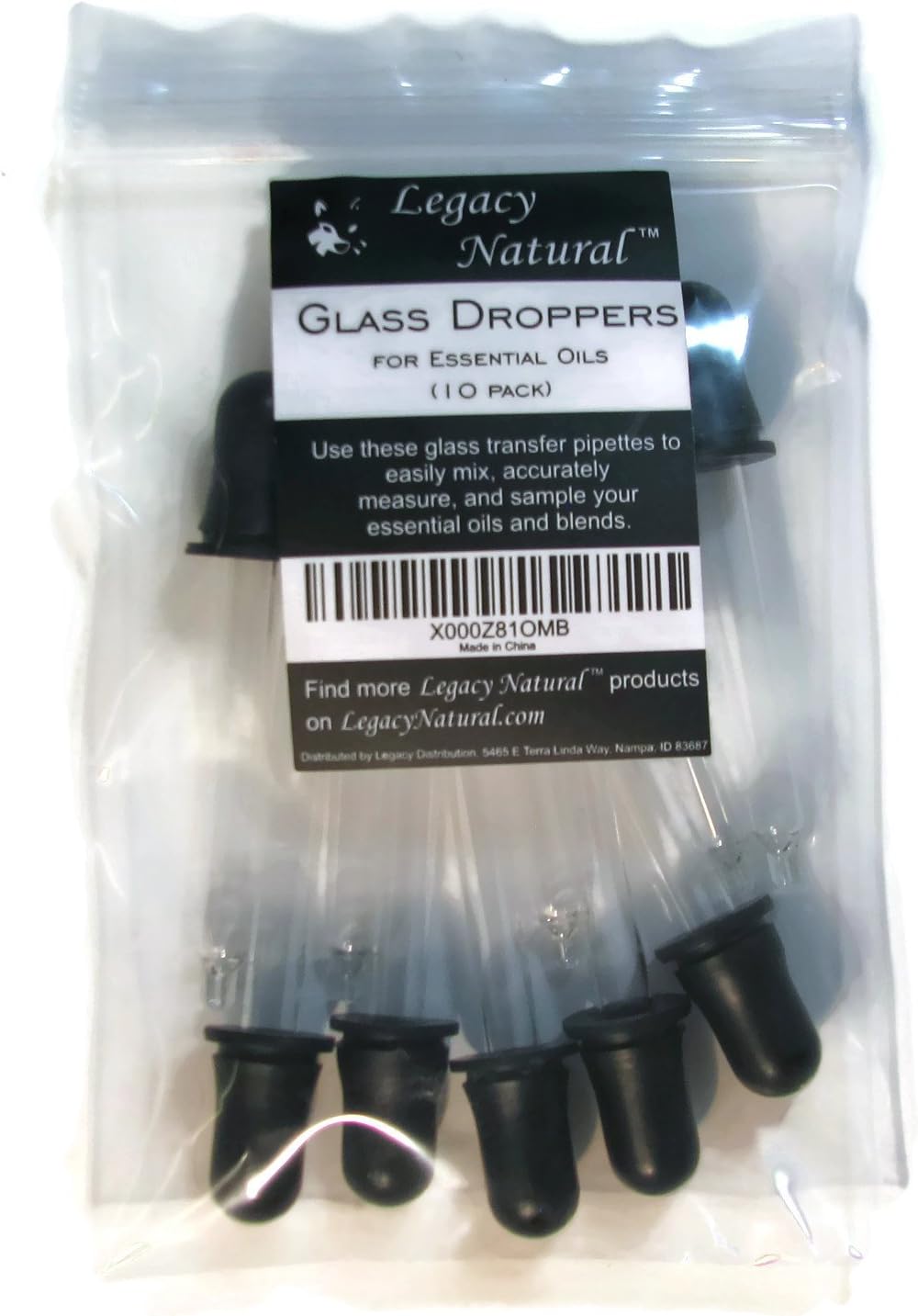 Legacy Natural Glass Droppers for Essential Oils from