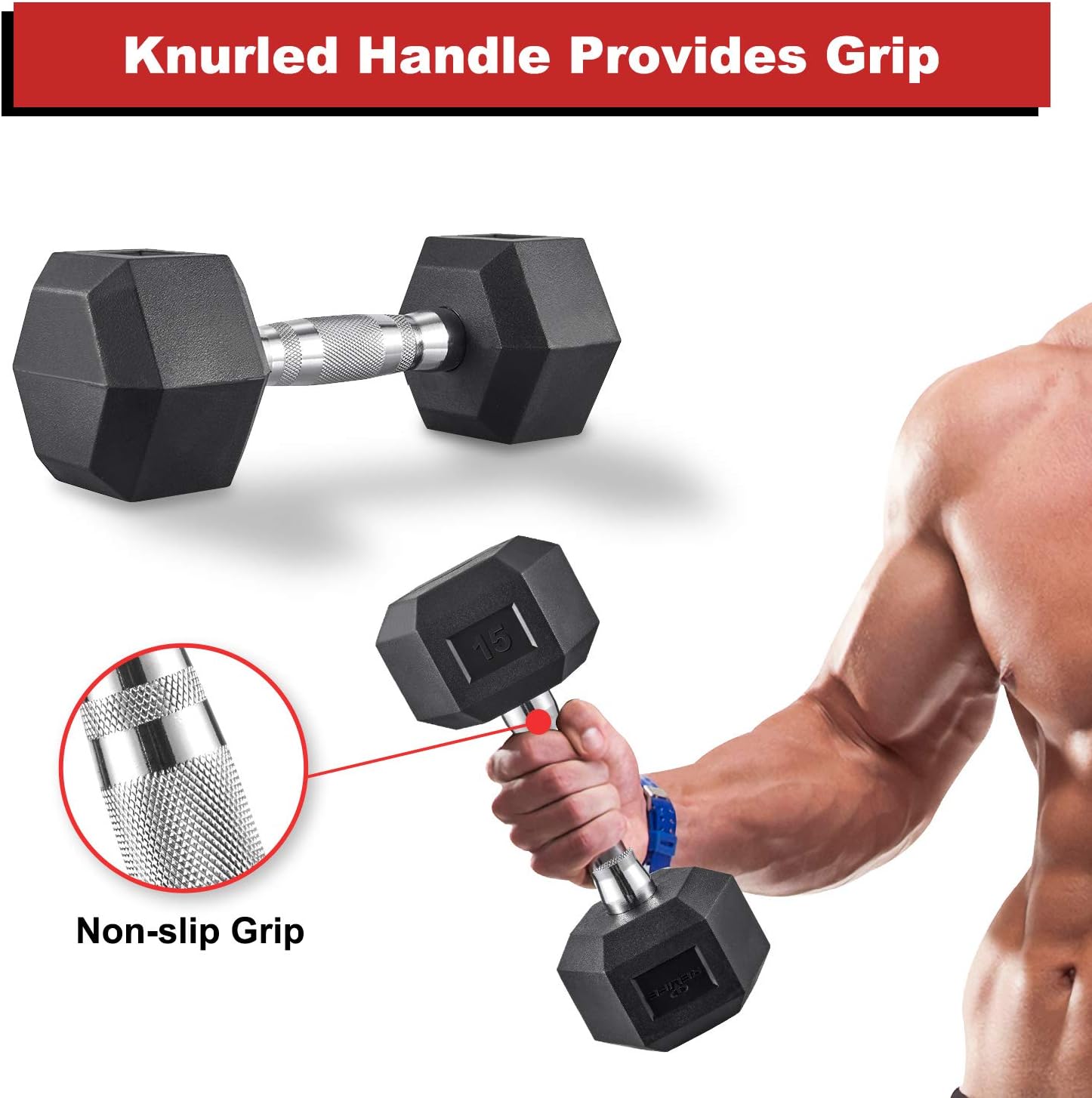 RELIFE REBUILD YOUR LIFE Hex Dumbbell Heavy Weights Barbell Metal Handles for Strength Training Home Gym Exercise Equipment 15pounds Pair : Sports & Outdoors