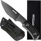 OERLA TAC OLF-1011 Fixed Blade Outdoor Survival Tactical Knife 420HC Steel Field Knife Camping Knife with Wood Handle Waist Clip EDC Kydex Sheath