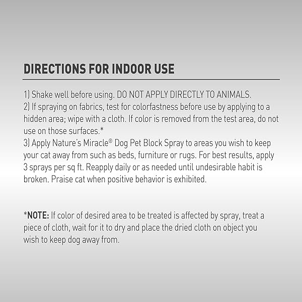 NATURE’S MIRACLE ADVANCED PLATINUM DOG PET BLOCK REPELLENT SPRAY 16 FL OZ (PACK OF 1)