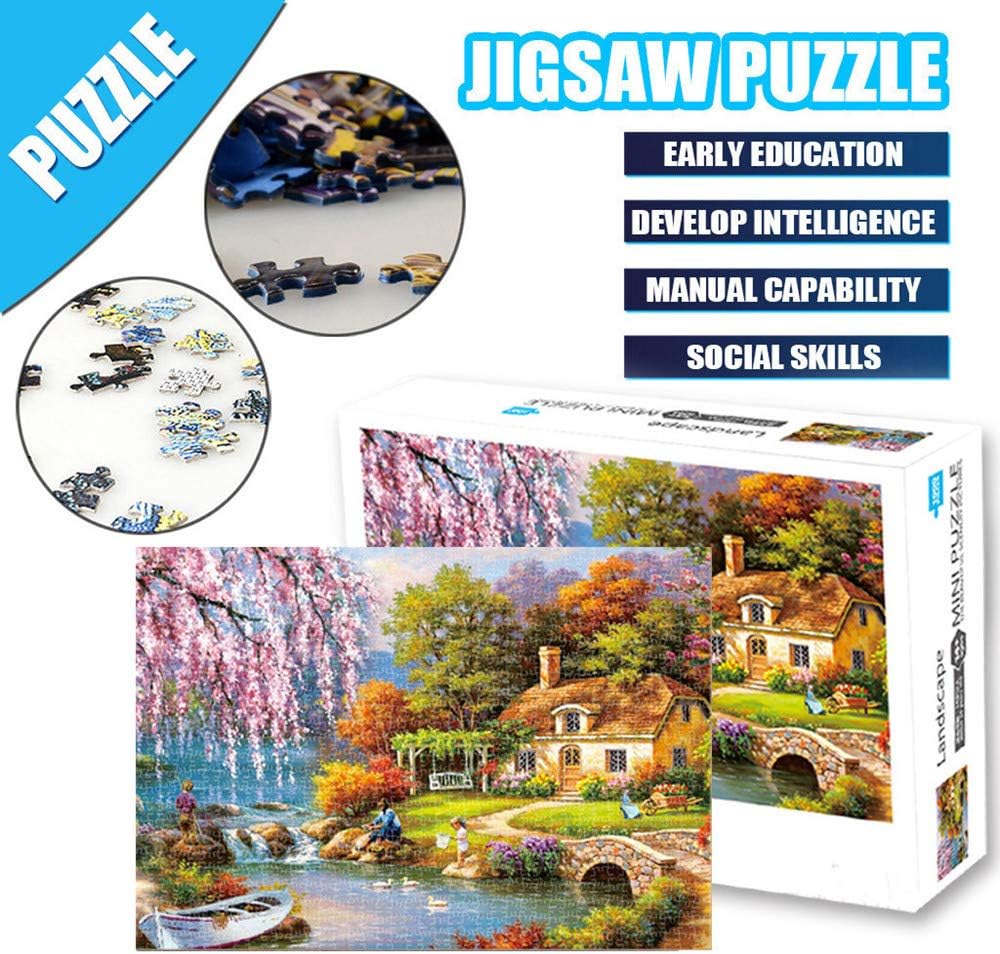 Novania 1000 Piece Life of Manor Village Jigsaw Puzzle, DIY Learning Educational Brain Teaser Interactive Floor Puzzles Map for Adults Children, Family Birthday Gift Hobbies Creative Game Home Decor