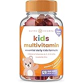 NutraChamps Kids Multivitamin Gummies | Sugar Free 120 Gummy Vitamins for Kids | Vegan & Non-GMO | Strawberry, Passionfruit, Peach & Cherry