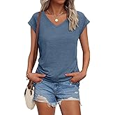 AUTOMET V Neck T Shirts for Women Spring Summer Fall Tops Teacher Work Business Dressy Casual Blouses Basic Tees Boho Fashion