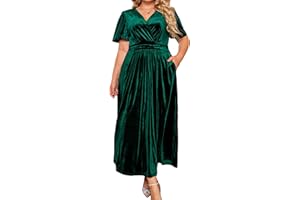 BerryGo Womens Wedding Guest Velvet Formal Dress High Waisted Maternity Maxi Dress Short Sleeve V Neck Slit Dress 2025