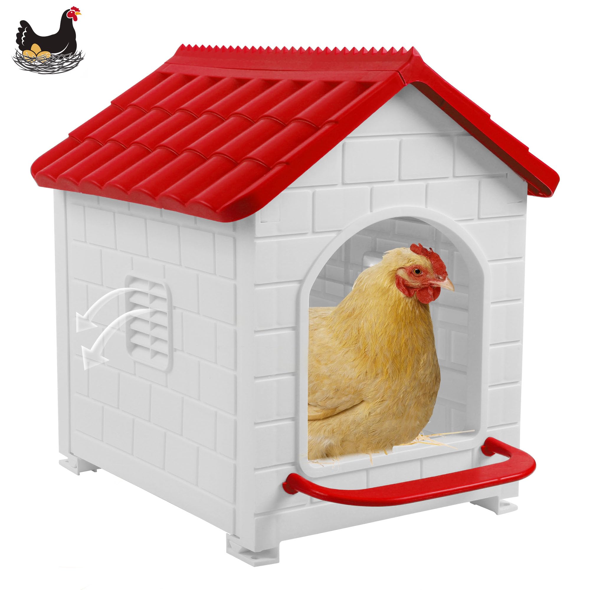 Photo 1 of Chicken Nesting Box, 100% Waterproof Hens Nesting Box for Laying Eggs for Hens, Ducks and Poultry, Large Signle Compartment Chicken Nesting Boxs Indoor & Outdoor (Red)