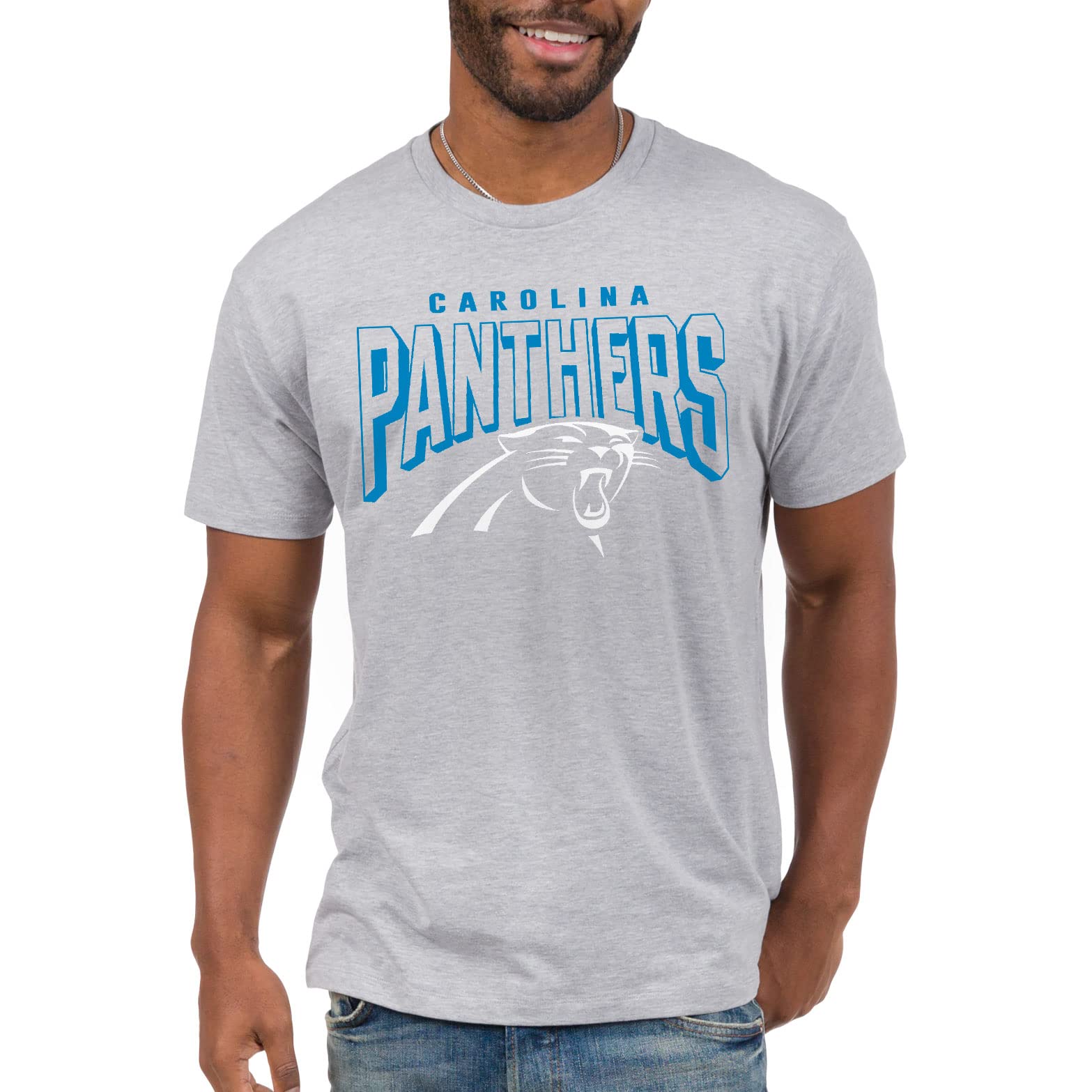 Junk Food NFL - Carolina Panthers - Bold Logo - Officially Licensed Adult Short Sleeve Fan Tee for Men and Women Image