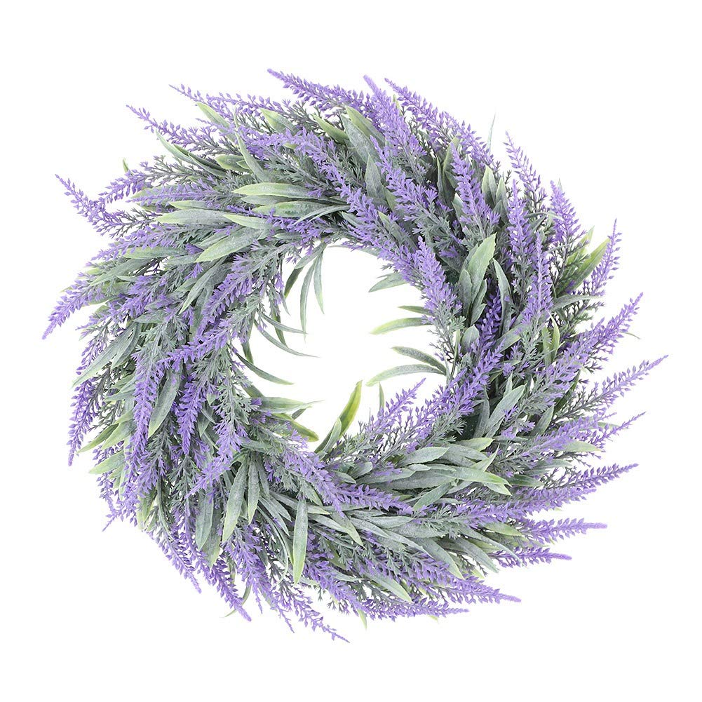 Door Wreath,Artificial Lavender Wreaths for Front Door Farmhouse,Lavender Wreath,Greenery Hanging Wreath,Simulation Flower Garland Wreaths for Spring Summer for Wedding Door Wall Window Backdrop