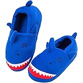 Little Kids Big Boys House Slippers, Kids Warm Slip On Home Slippers with Soft Memory Foam Cute Winter Nonslip Indoor Shark Dinosaur Soccer Dog Slippers