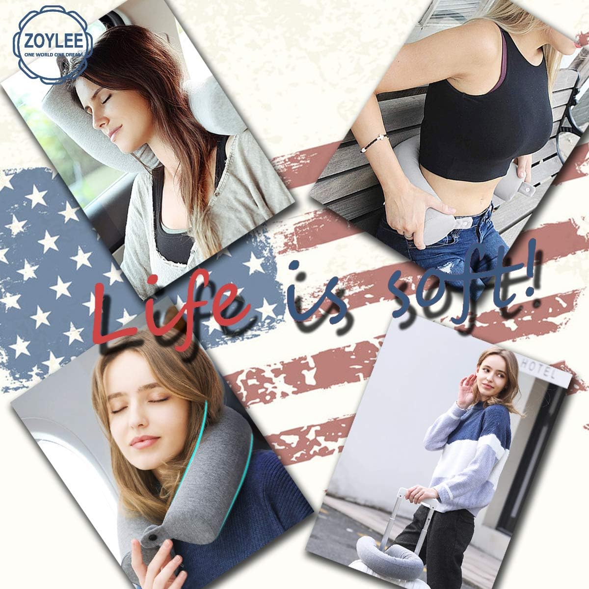 ZOYLEE Twist Memory Foam Travel Pillow Neck,Chin,Shoulder,Lumbar and Leg Support for Adult Airplane Traveling Pillow (Grey): Kitchen & Dining