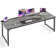 Huuger Computer Desk, 70 Inch Office Desk, Gaming Desk with Storage, Writing Desk Work Desk for Home Office, Study, Long Simple Desk, Large Legroom, Metal Frame, Grey