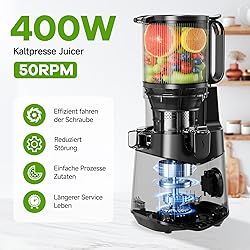 Cold Press Juicer, 5.3" Wide Feed Chute Juice