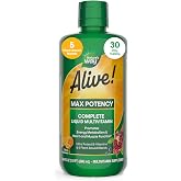 Nature's Way Alive! Max Potency Complete Liquid Multivitamin, 30.4 Fl Oz | Liquid Vitamin Promotes Energy Metabolism, Heart &amp; Muscle Function* with Vitamins A, B, C, D, Multivitamins for Women &amp; Men
