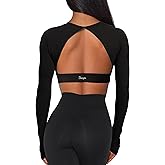 Danysu Open Back Crop Tops with Removable Pad Backless Workout Gym Shirt Bra Going Out Top