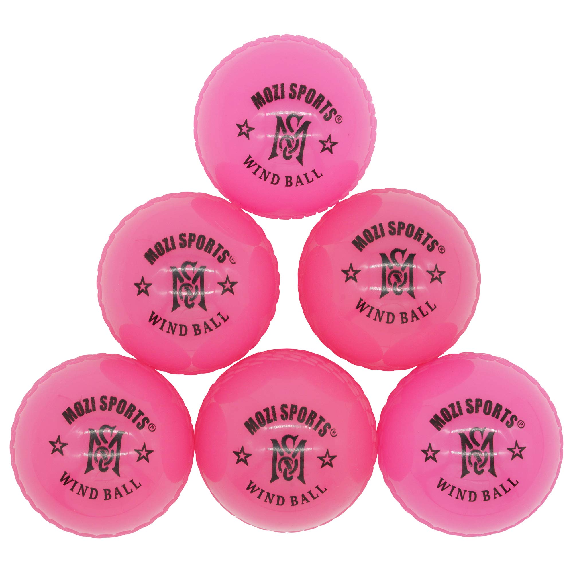 Mozi Sports Windball Soft Cricket Balls-Durable Realistic Bounce & Swing-Cricket WindBalls for Indoor & Outdoor Coaching, Practice, Garden & Beach play (Pink)