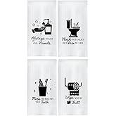 GOOZHO Funny Bathroom Hand Towels, Modern Black and White Decorative Hand Towels for Bathroom Washroom Toilet Gym Spa Yoga Room Decor, 16x24 Inches Set of 4