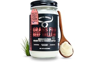 WRATH & REMEDY Organic Beef Tallow for Cooking (14 oz) — US-Made, 100% Grass-Fed and Finished Beef Fat, Rich Flavor — Pure Beef Tallow for Deep Frying, Searing, Baking — Keto, Paleo, Carnivore Friendly- No Additives