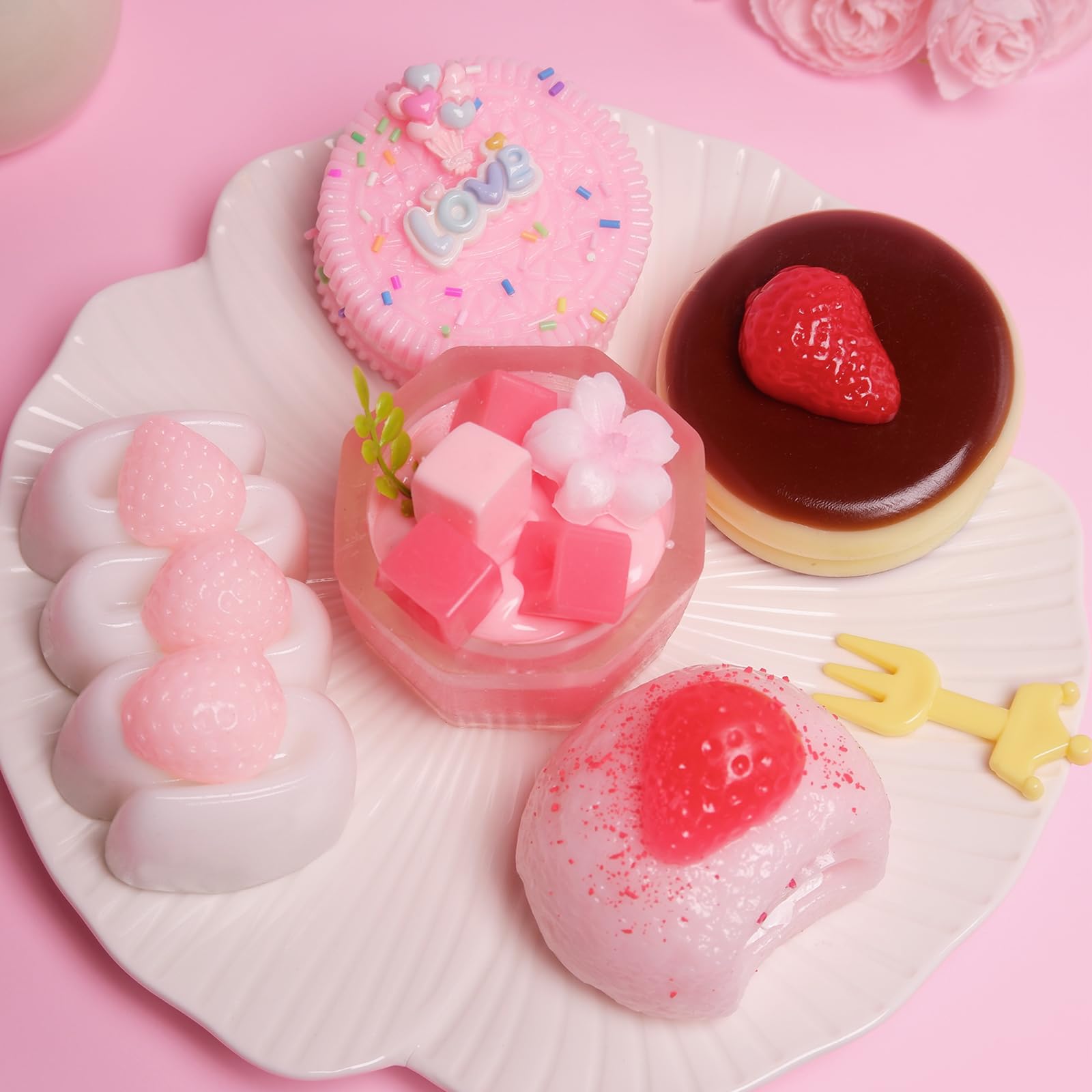 Photo 1 of 5 Pcs Handmade Taba Squishy Toy, Ultra-Realistic Dessert Cookie Look Sticky Squishy Toys for Stress Relief Squishies Fidget Toys for Party Favors OPP Packaging
