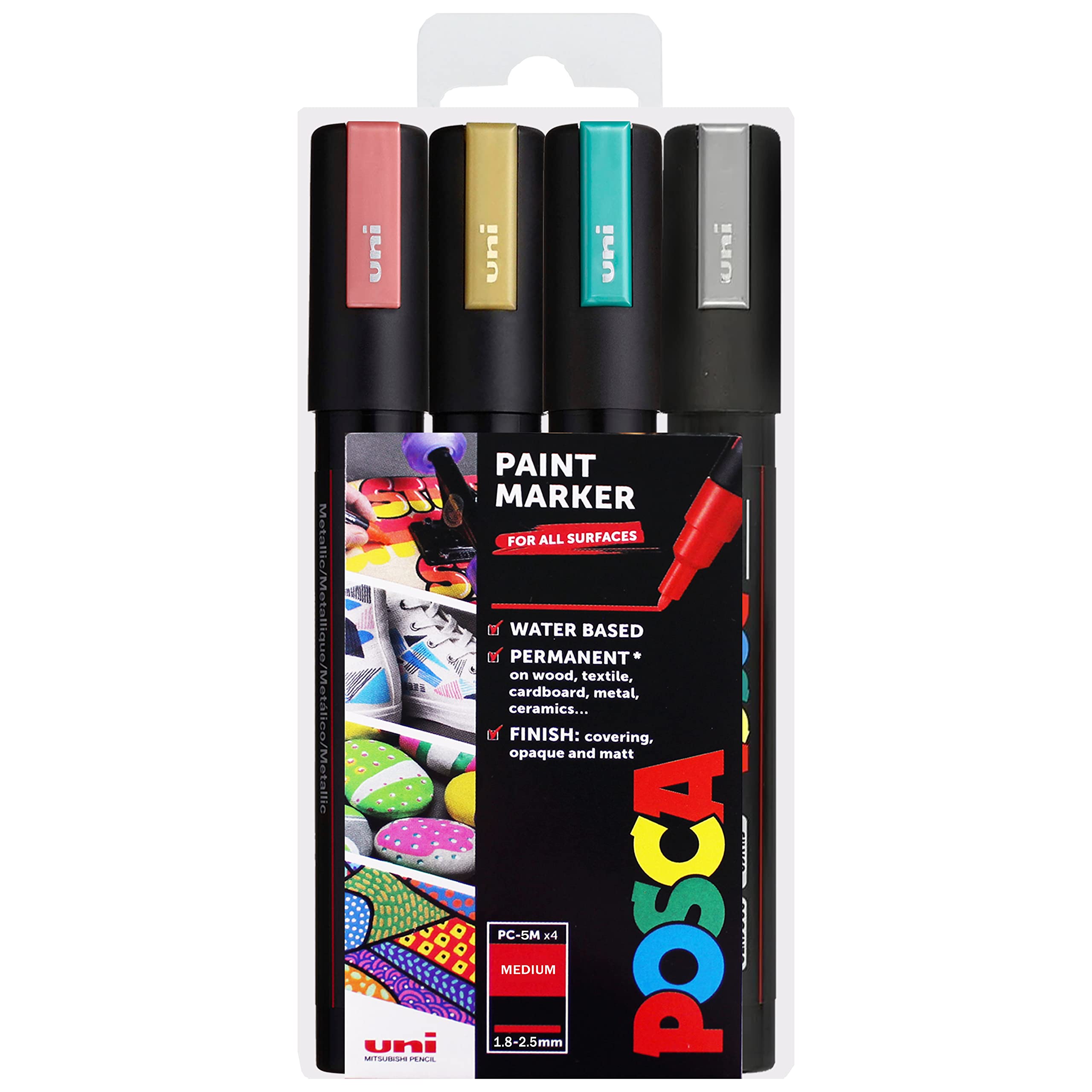 POSCA - PC-5M - Paint Marker Art Pens - 1.8-2.5mm - Autumn Metallic Set of 4 in Wallet