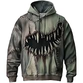 Mens Halloween Novelty Hoodie Colorblock Casual Sweatshirt | mens halloween costume creepy smile stitched graphic gothic clothing dia de los muertos costume vintage halloween sweatshirt