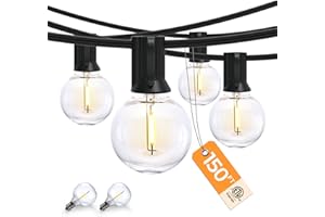 XMCOSY+ 150Ft Outdoor String Lights Dimmable G40 Globe Patio Lights with 75+3 Shatterproof LED Bulbs, Hanging Waterproof Outdoor Lights for Patio, Porch, Yard, Bistro, Café, Outside