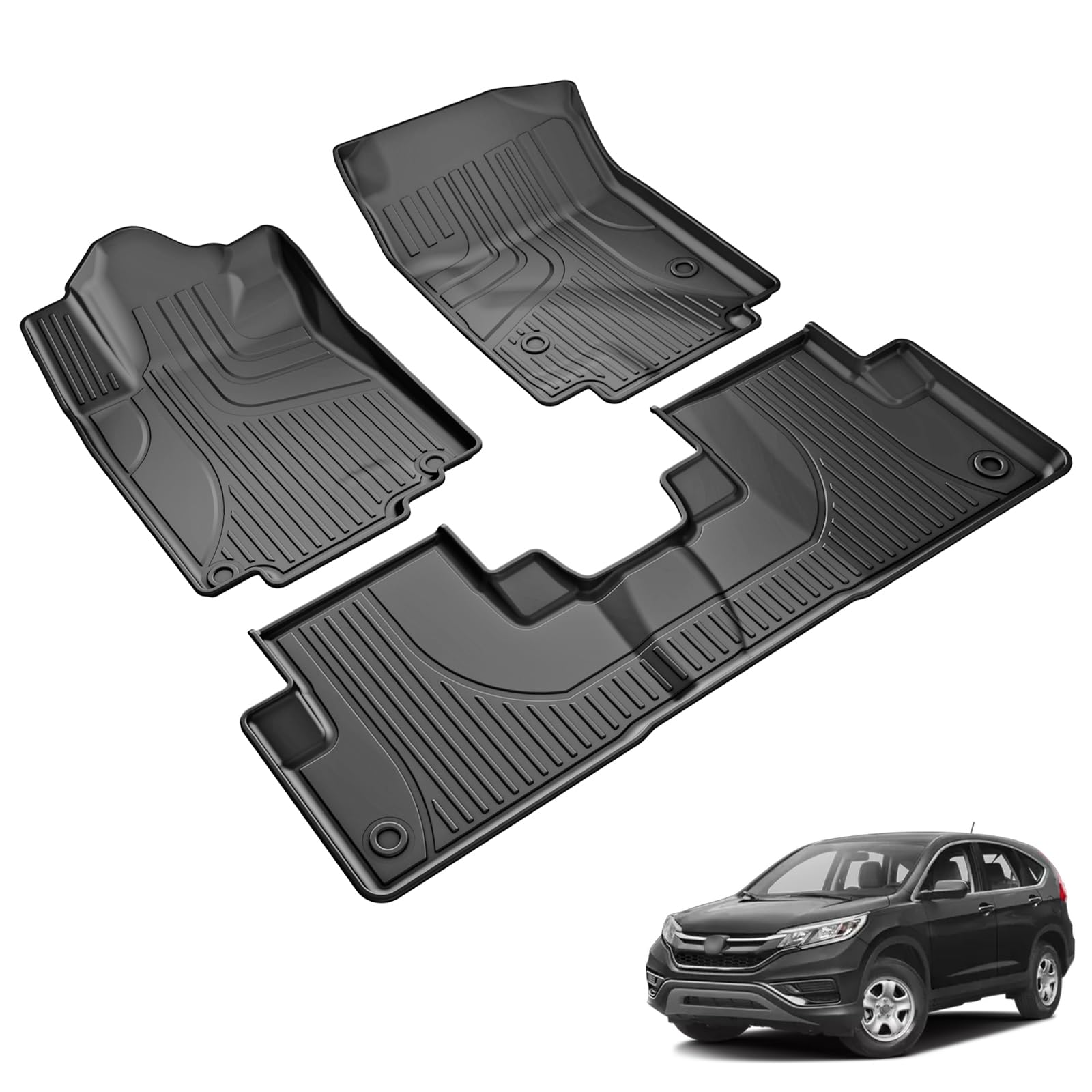 TTX LIGHTING Floor Mats for Honda CR-V CRV 2012 2013 2014 2015 2016 LX, SE & EX Include Front and Rear Row Liner Automotive Floor Mats All Weather Protection Mat Black Image