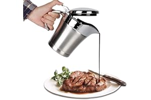 IAXSEE Gravy Boats, Gravy Warmer, Double Wall Stainless Steel Make, Creamer Pitcher and Caramel Sauce for Coffee, 16 oz Stainless Steel Pitcher (16 oz)