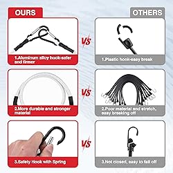 WORKPRO 24 Inch Bungee Cords with Hooks, 4 Pack