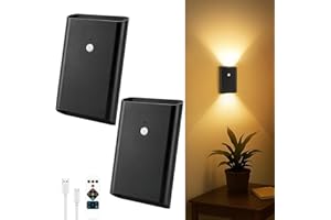 ENERU Battery-Operated Motion Sensor Wall Light: 5000mAh Rechargeable Wall Sconce Set of 2 Motion Sensored Closet Light Magnetic Stair Lights Indoor Wireless Wall Sconces Night Light for Bedroom Hallway