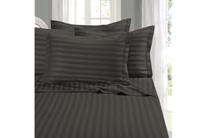 Elegant Comfort Best, Softest, Coziest 6-Piece Sheet Sets! - 1500 Premier Hotel Quality Luxurious Wrinkle Resistant 6-Piece Damask Stripe Bed Sheet Set, King Grey