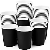 Fedmut 8oz Black Paper Cups,Paper Coffee Cups,Disposable Drinking Cups, Hot/Cold Beverage Paper Cups,Paper Party Cups Ideal for Hot Water(50 Pack)