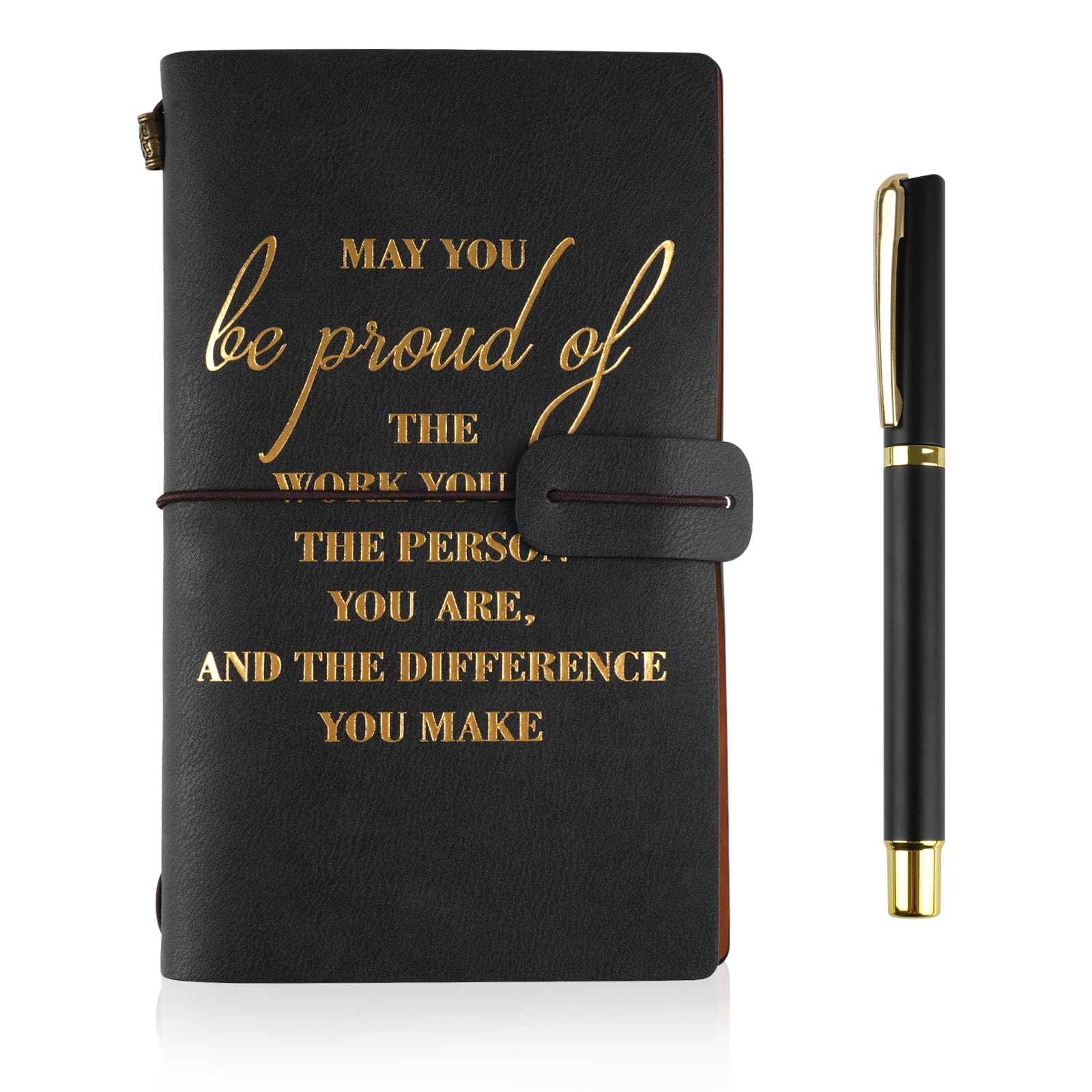 Hopton Leaving Gifts for Women Men, Inspirational Notebook and Pen Set Includes Card Organiser, Employee Appreciation Gifts, Thank You Gift Journal for Employee Volunteer Colleague Teacher (Black)