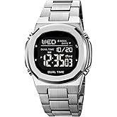 Reginald Men's Multifunctional Electronic Watch Outdoor Sports Watch EL Light Large Digital Display Timing Stainless Steel Watch