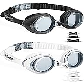 Seago 2 Pack Swimming Goggles Anti-fog Anti-UV Silicone Swim Goggles Adult Women Men