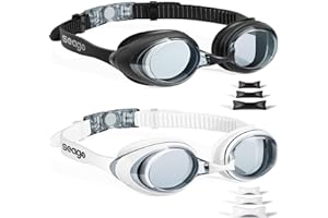 Seago 2 Pack Swimming Goggles Anti-fog Anti-UV Silicone Swim Goggles Adult Women Men