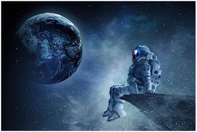 PDFKE Moderne Kunst Einsamer Astronaut Blick auf die Erde im Weltraum