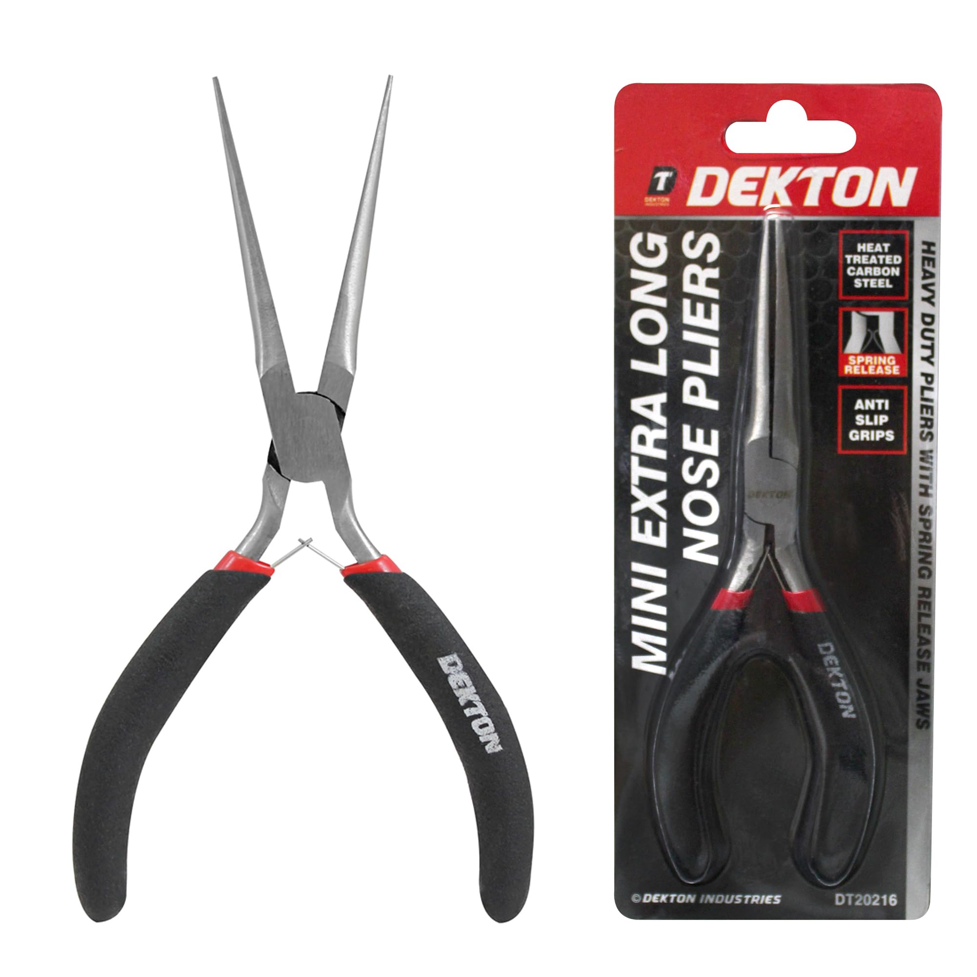 Dekton Mini Extra Long Nose Pliers-Precision Tools for Electronics, Craft Work| Anti-slip grips| Ideal for Tight Spaces, Wire Cutting, Precision Task| Heat treated carbon steel for Strength, Longevity
