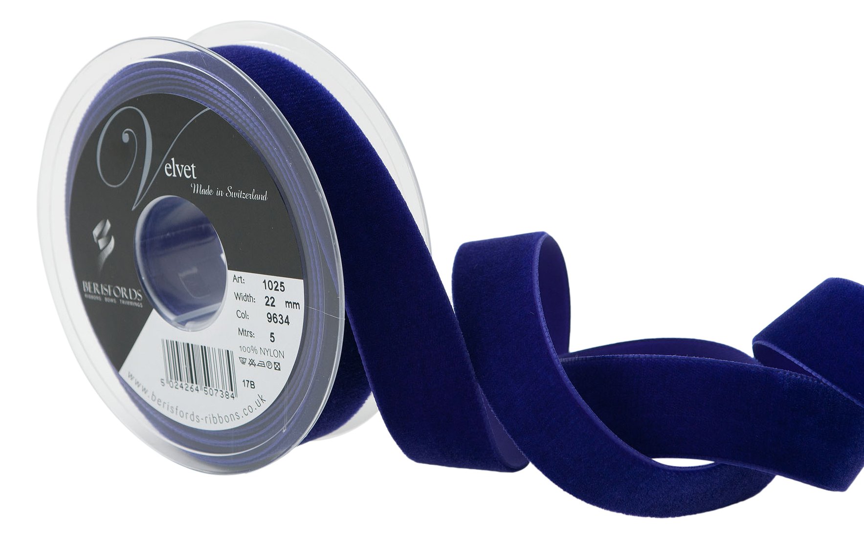 Berisfords Velvet Ribbon, Purple, 102 x 30 x 102 cm