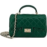 M-ioi-M Small Quilted Crossbody Bag for Women, Genuine Leather Mini Shoulder Flap Purse with Gold Chain Strap & Top Handle