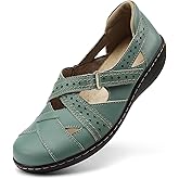 Irrefour Women's Classic Genuine Leather Casual Loafer Cute Slip-On Fashion Closed Toe Flat Sandal Comfy Work Sandal Everyday Walking Shoe