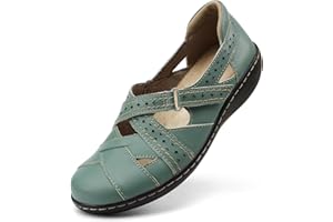 Irrefour Women's Classic Genuine Leather Casual Loafer Cute Slip-On Fashion Closed Toe Flat Sandal Comfy Work Sandal Everyday Walking Shoe