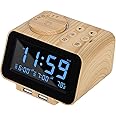 USCCE Digital Alarm Clock Radio - 0-100% Dimmer, Dual Alarm with Weekday/Weekend Mode, 6 Sounds Adjustable Volume, FM Radio w/Sleep Timer, 2 USB Charging Ports, Thermometer, Battery Backup(Wood Grain)