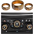 Dickno 3PCS Air Conditioner Switch Button Knob Cover, Aluminum Alloy A/C Decal Trim Rings Compatible with Dodge Challenger Durango 2015-2022, Auto Interior Decor Accessories (Golden)