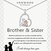URMWMOO Sister Gifts from Brother 925 Sterling Silver Brother And Sister Necklace Love Heart Pendant Jewelry Birthday Christmas Graduation Gift for Sister Women