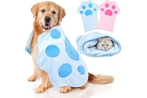 ANTETEK Glove Dog Towel for Drying Dogs for Dogs and Cats & Other Pets，(27.6 x 18.1 Double-sided available)Large Quick Dry Microfiber Grooming Pet Towel Super Absorbent and Soft Dry the pet in a glove.