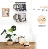 Mkono Hat Rack Wall Mount Set of 2 - 20 Cap Holder Organizer, Metal Closet view 3