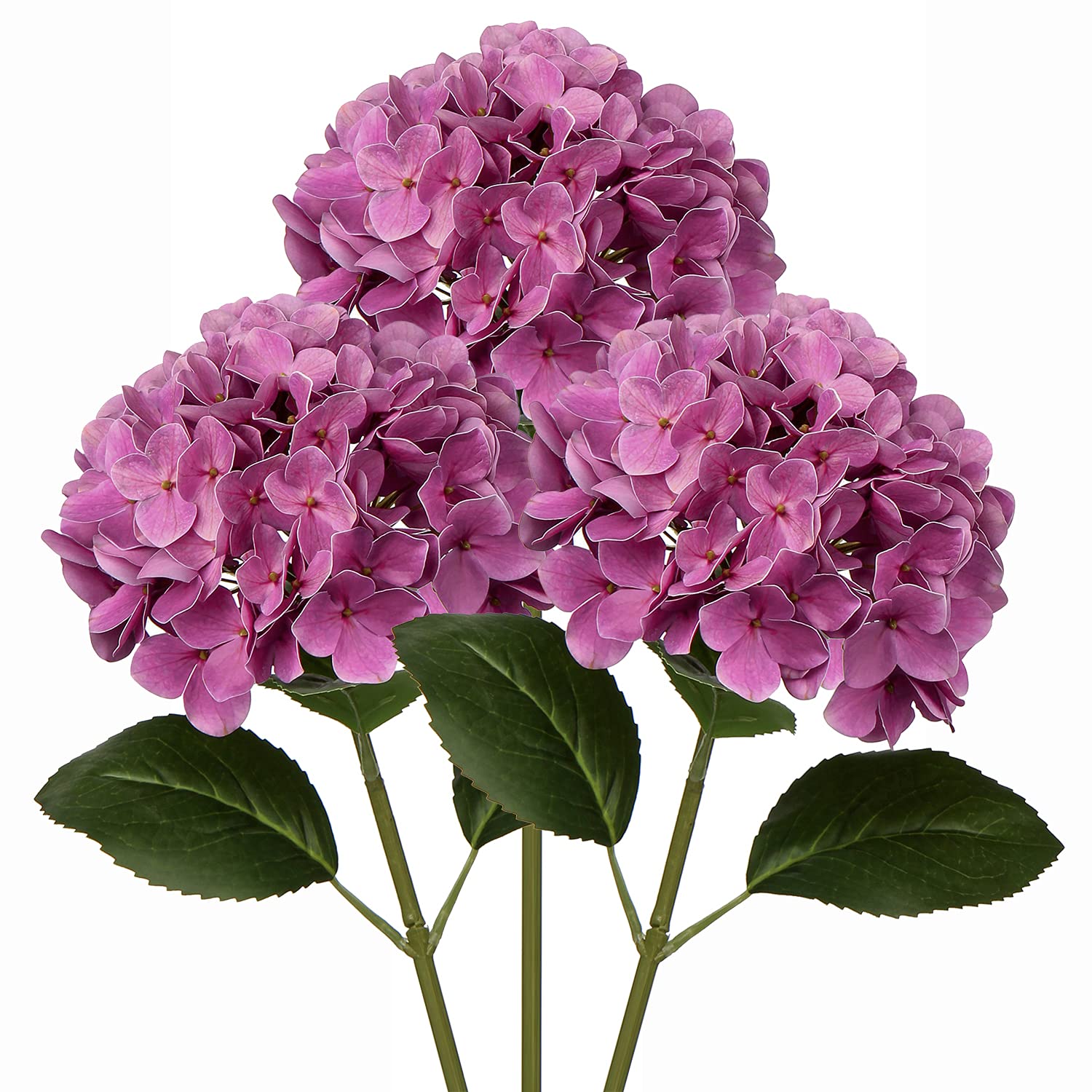 Oairse 3PCS Hydrangea Artificial Flowers Decorative Purple Fake Flowers with 63cm Long Stem Real Touch Silk Hydrangea for Home Hotel Office Wedding Bridal Decorations Floral Arrangements