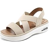 mysoft Women's Comfortable Walking Sandals Air Cushion Sport Slingback Elastic Band Platform Shoes