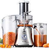 GDOR 1300W Powerful Juicer Machines with Larger 3.4" Feed Chute 56oz Jug | Titanium Cutting System, Full Copper Motor, Dual Speed, 106oz Pulp Container, Fully Transparent, Froth Separator, BPA Free