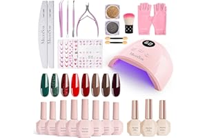 MelodySusie Gel Nail Polish Kit with UV Light P-PLUS30F- Popular Color Gel with Builder and Baser &Glossy Top Coat Soak Off Includes Nail Art Tools Nail Art Gift for Women & Girls
