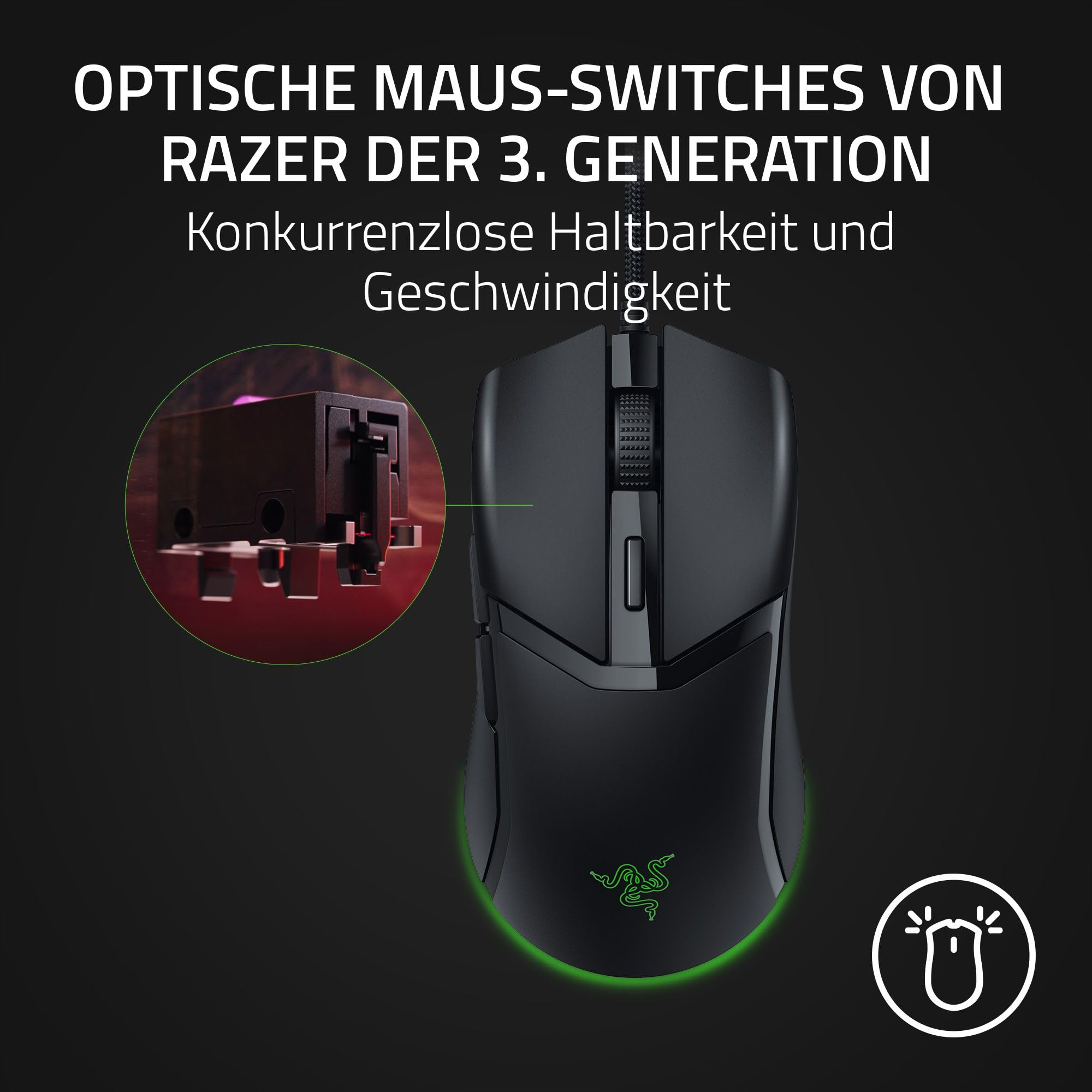 Razer Cobra - Leichte kabelgebundene Gaming-Maus mit Chroma RGB (Federleichte 57 g, Optische Maus-Switches der 3. Gen, Chroma-Beleuchtung mit Unterbodenbeleuchtung, Präzise Sensor-Anpassungen) Schwarz 5